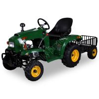 Dětský čtyřtaktní zahradní traktor s přívěsem 110ccm zelený (16)