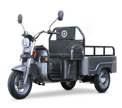 Nákladní elektrická tříkolka ADVENTO 2 šedá vč. redukce rychlosti, 32Ah baterie