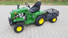 Dětský čtyřtaktní zahradní traktor s přívěsem 110ccm zelený (12)