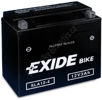 Motobaterie EXIDE BIKE Factory Sealed AGM12-4 (12V, 3Ah, 50A)